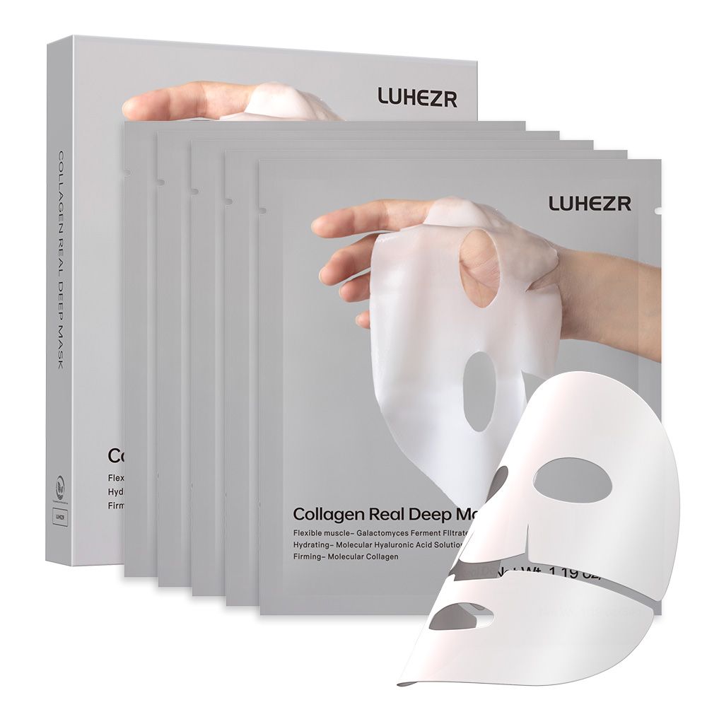 5 Sheets, Collagen Infused Deep Face Masks Skincare Facial Masks for Women Skin Care Hydrating Firmness & Elasticity